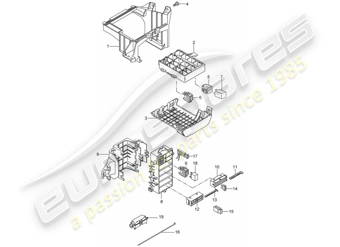 porsche 997 gt3 (2007) fuse box/relay plate part diagram
