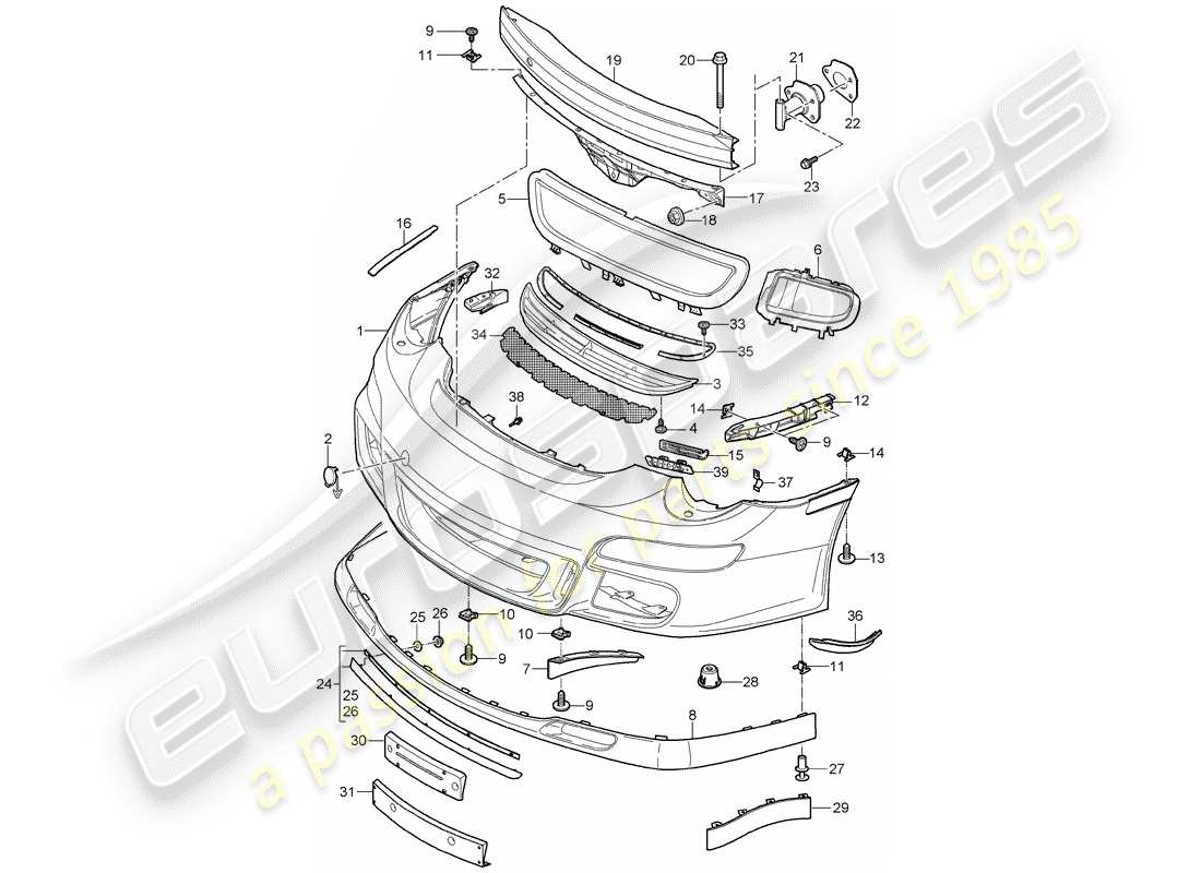 porsche 2008 (997-1 gt3) bumper part diagram