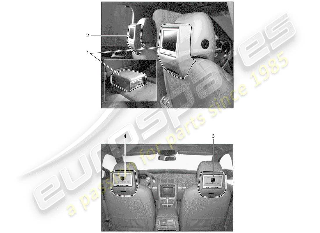 porsche 2010 (tequipment cayenne) rear seat entertainment system part diagram