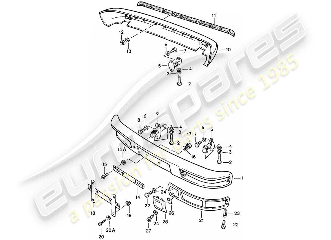 porsche 1982 (944) bumper - without: - buffer parts diagram