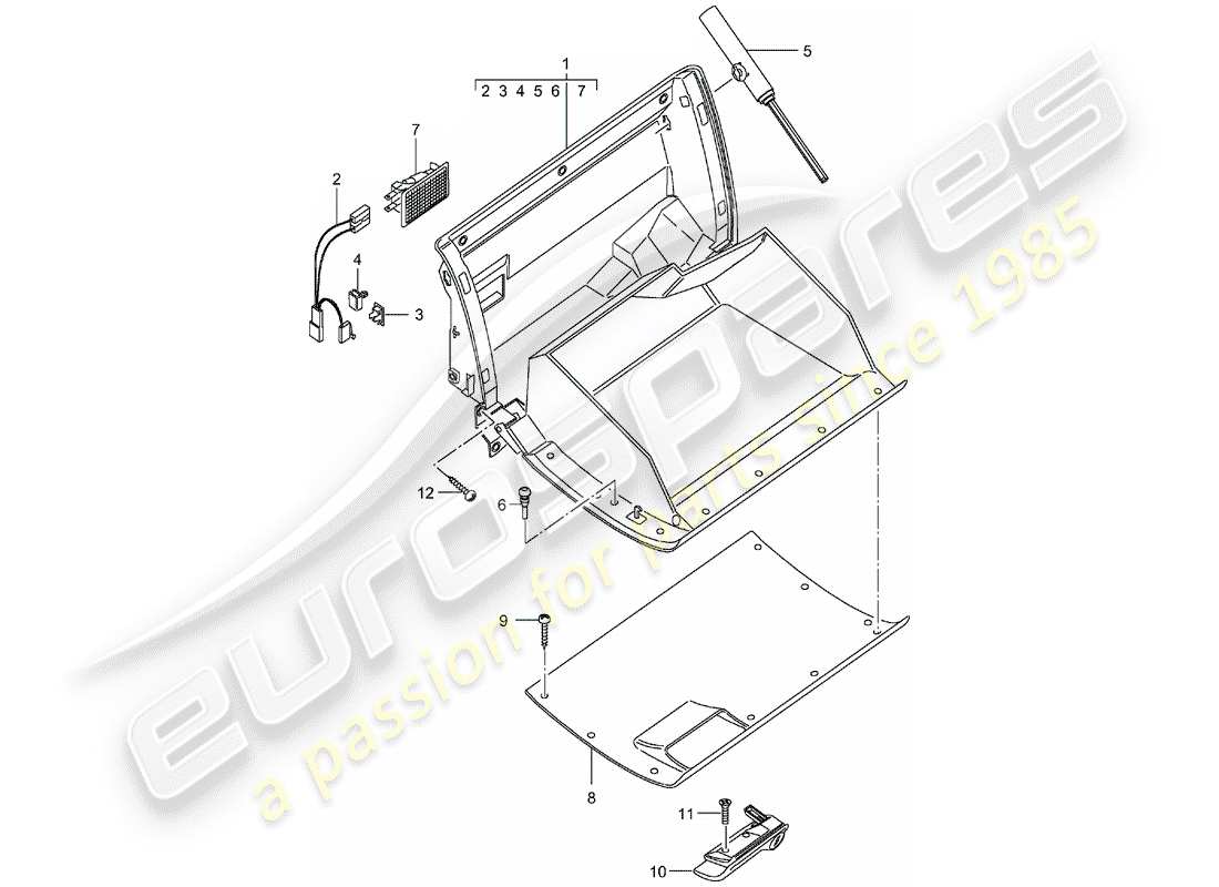 porsche 2003 (996 turbo / gt2) glove box - d - mj 2002>> part diagram