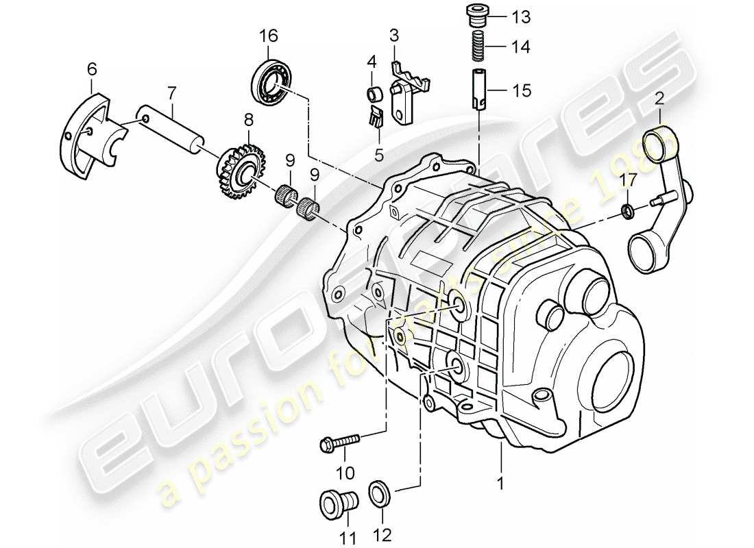 porsche 2001 (986 boxster) transmission case - transmission cover parts diagram