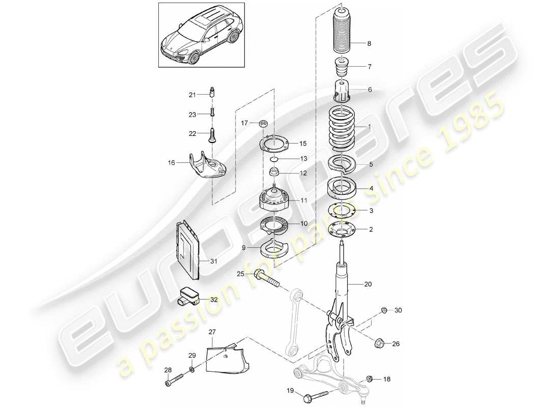 porsche cayenne e2 (2015) suspension parts diagram