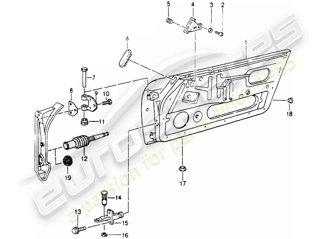 porsche 1991 (964) door shell parts diagram