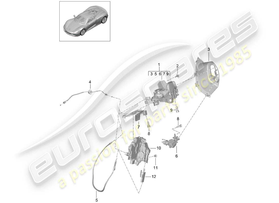porsche 2015 (918 spyder) door handle part diagram