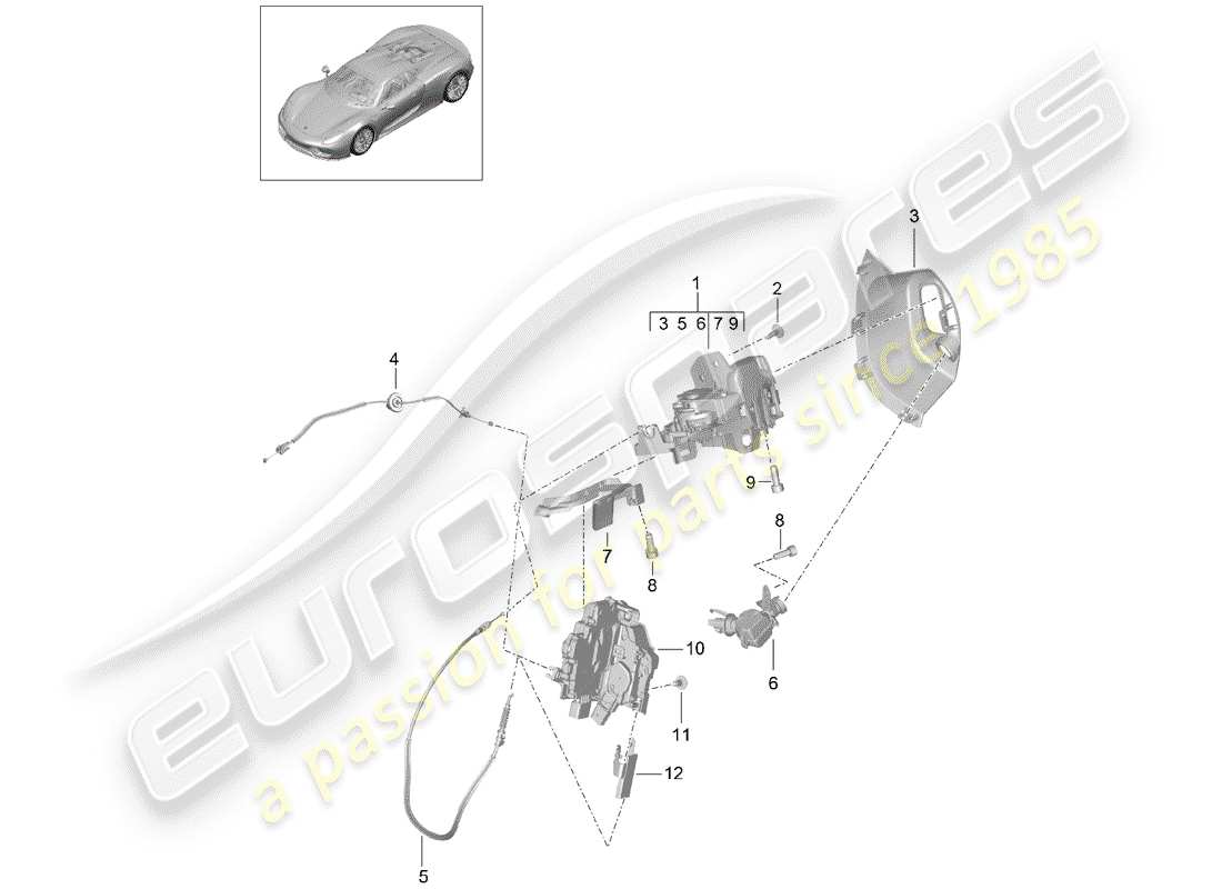 porsche 918 spyder (2015) door handle parts diagram