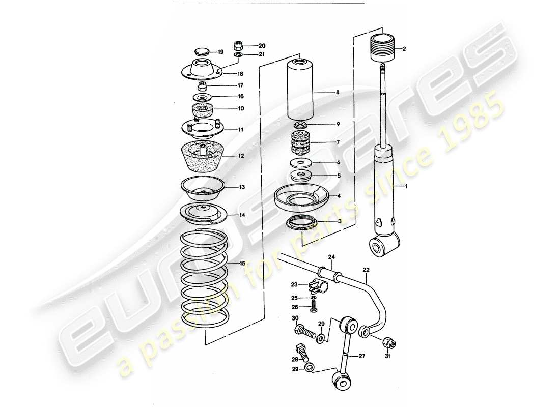 porsche 1994 (928) suspension - stabilizer part diagram