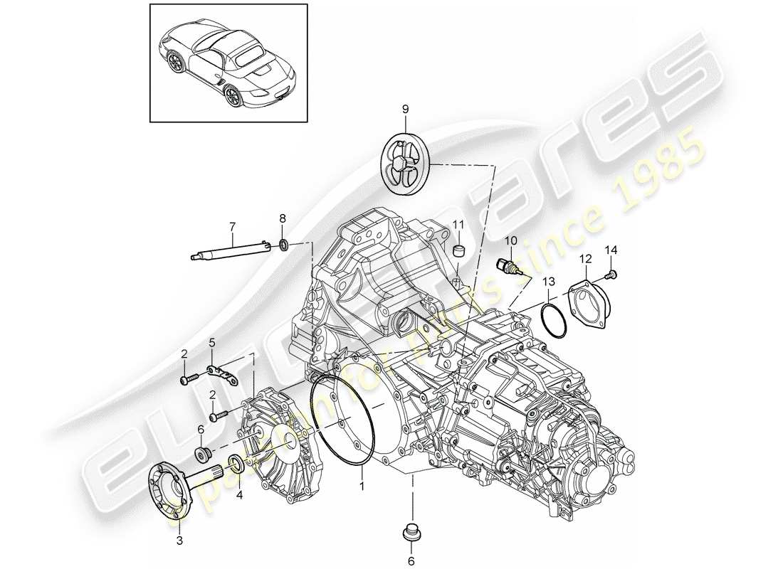 porsche 2009 (987 boxster) replacement transmission part diagram
