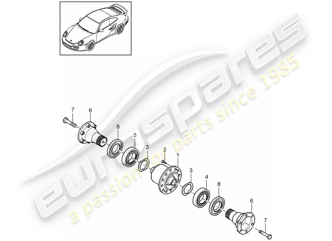 porsche 2012 (997-2 turbo / gt2 rs) limited slip differential part diagram