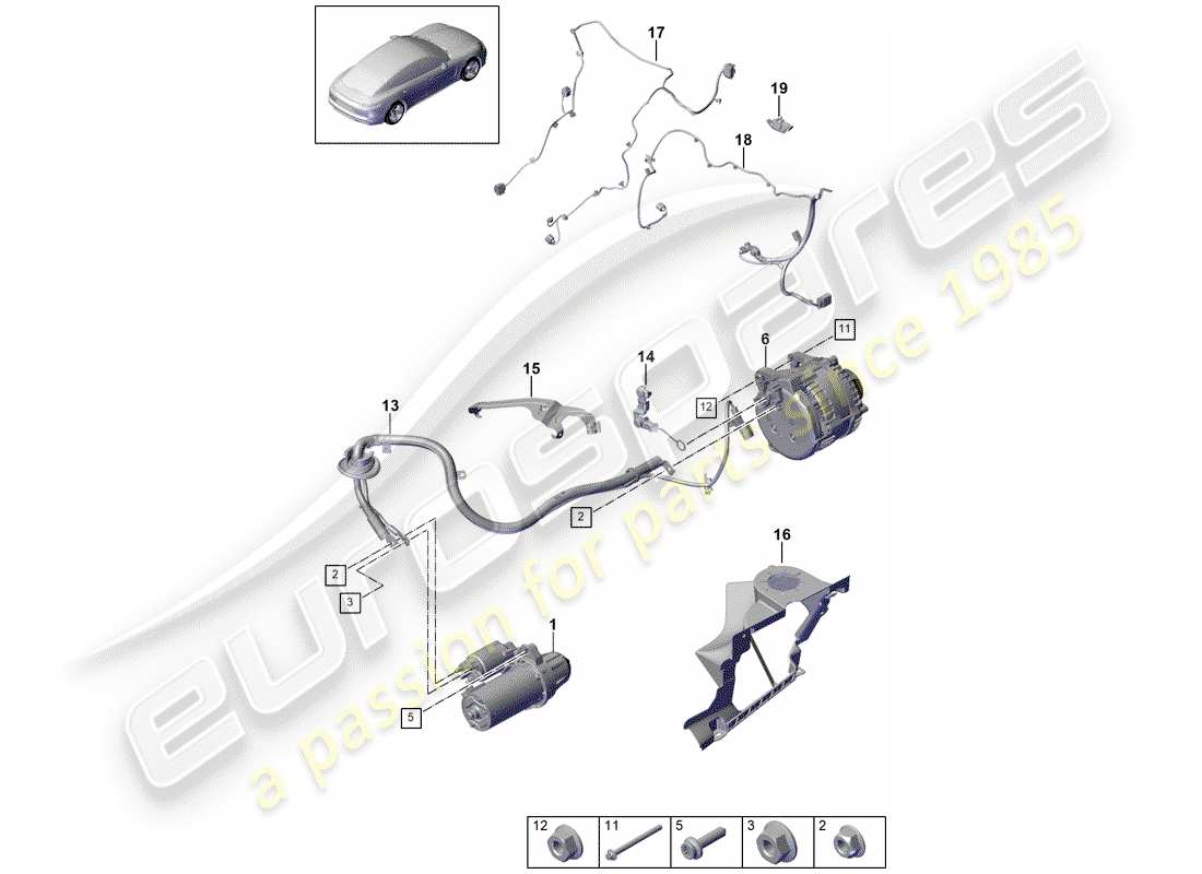 porsche 2017 (panamera 971-1) starter part diagram