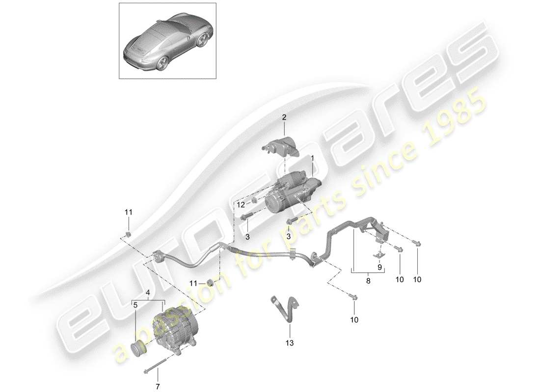porsche 991 (2014) starter parts diagram