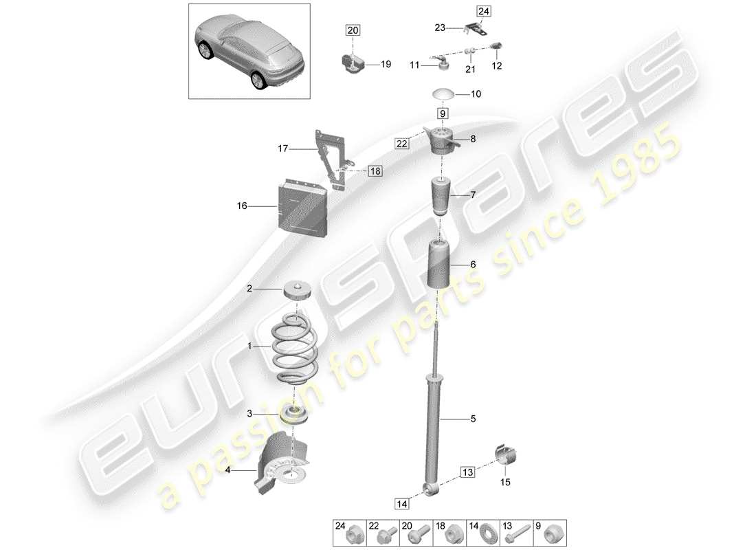 porsche 2019 (macan) steel spring suspension part diagram