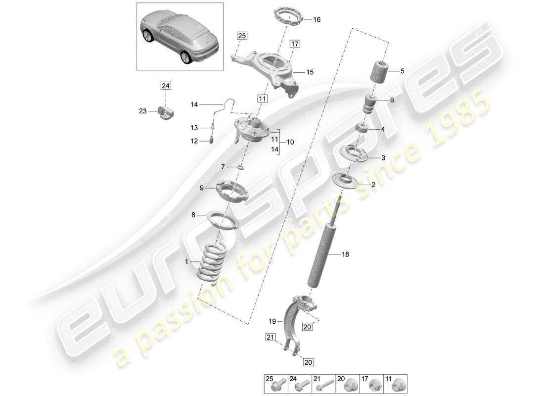 porsche 2019 (macan) steel spring suspension part diagram