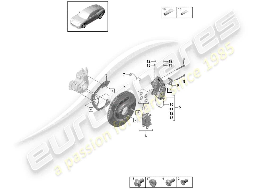 porsche 2020 (panamera 971-1) disc brakes part diagram