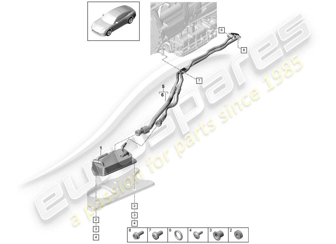 porsche 2020 (panamera 971-1) gear oil cooler part diagram