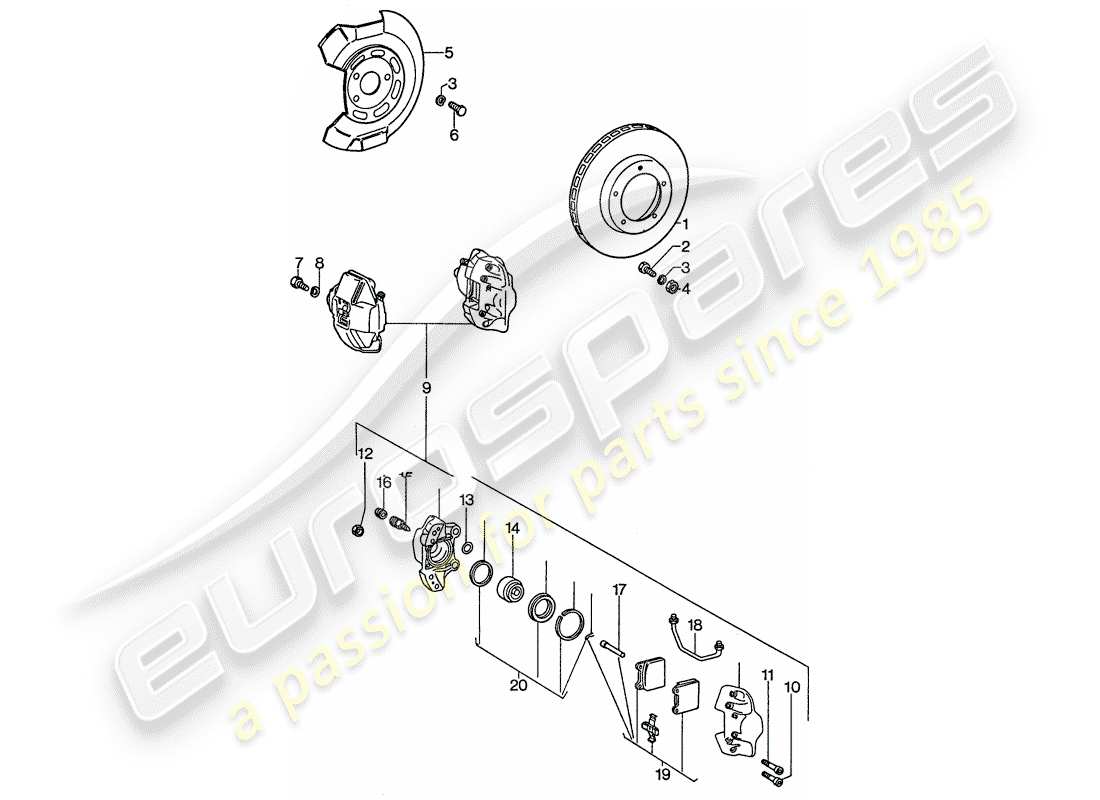 porsche 1975 (911) disc brakes - vorne part diagram
