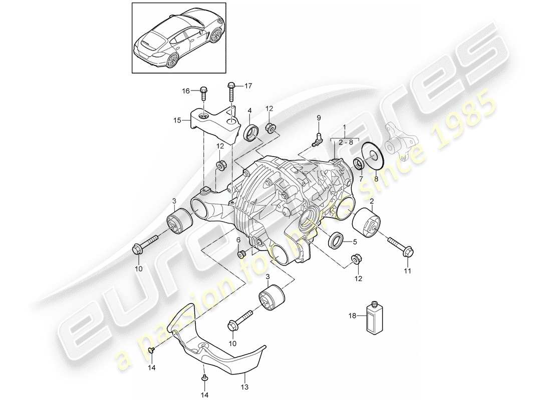porsche 2013 (panamera 970) rear axle differential part diagram