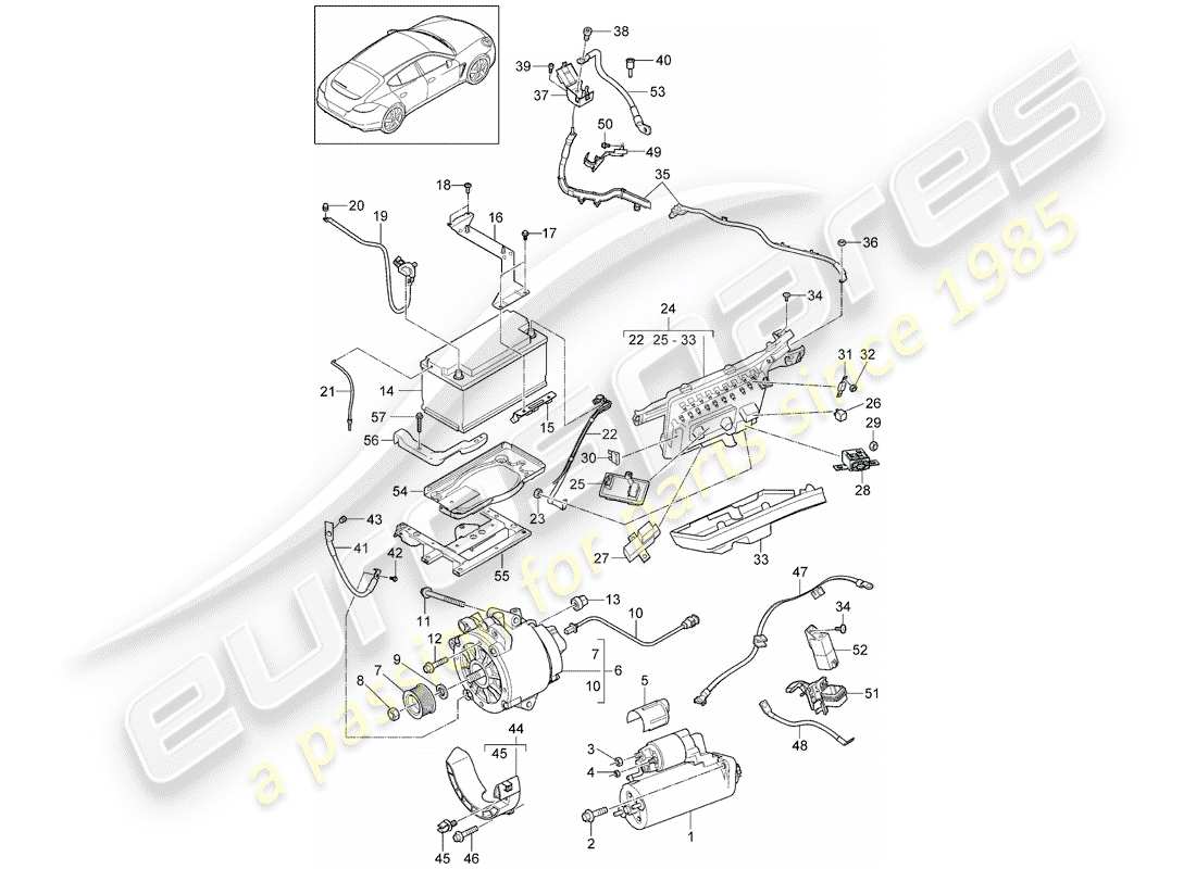 porsche 2015 (panamera 970) starter part diagram
