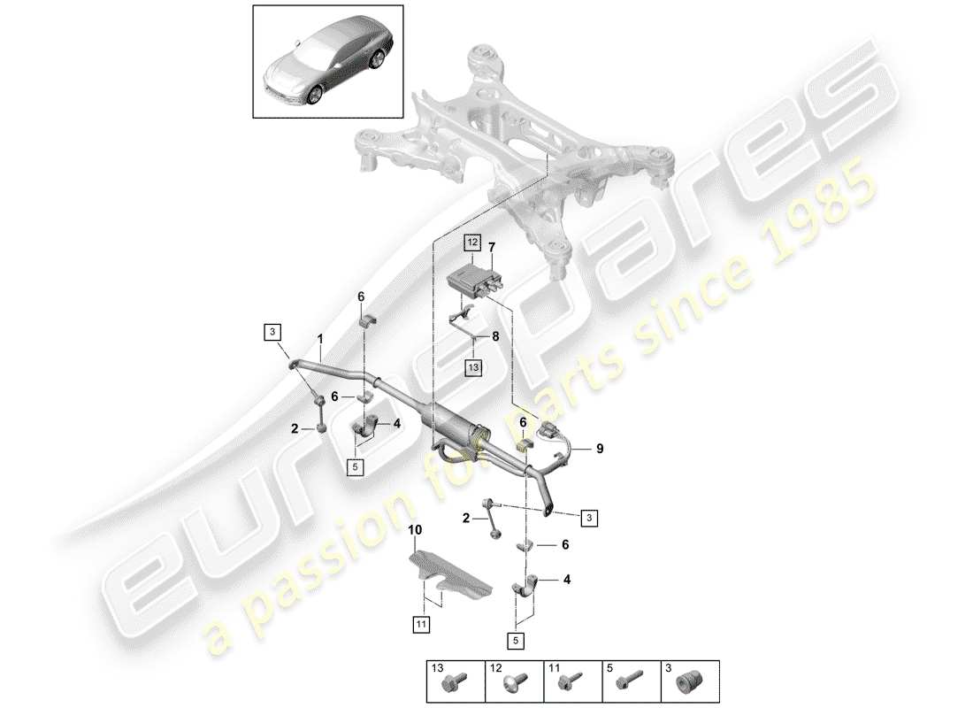 porsche 2020 (panamera 971-1) stabilizer part diagram