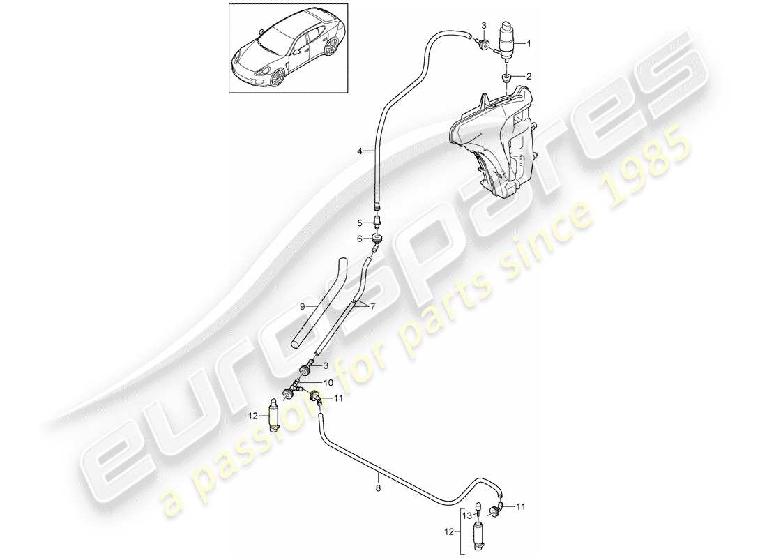 porsche 2016 (panamera 970) headlight washer system part diagram