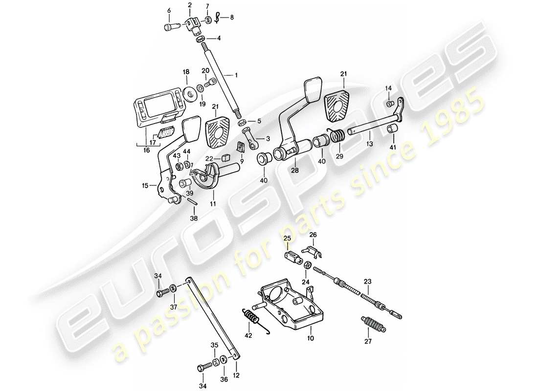 porsche 1987 (911) pedals - d >> - mj 1988 part diagram