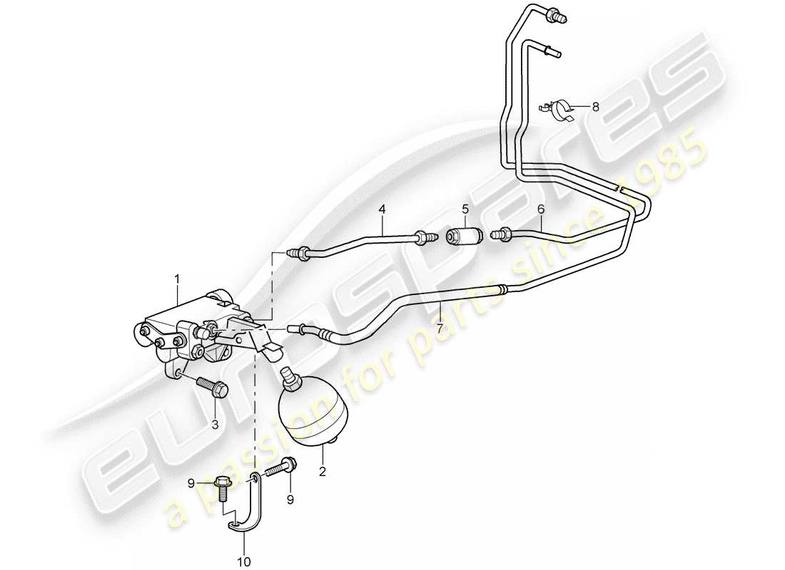 porsche 2005 (996 turbo / gt2) hydraulic clutch - operation - hydraulic clutch pipe - pressure unit - clutch slave cylinder part diagram