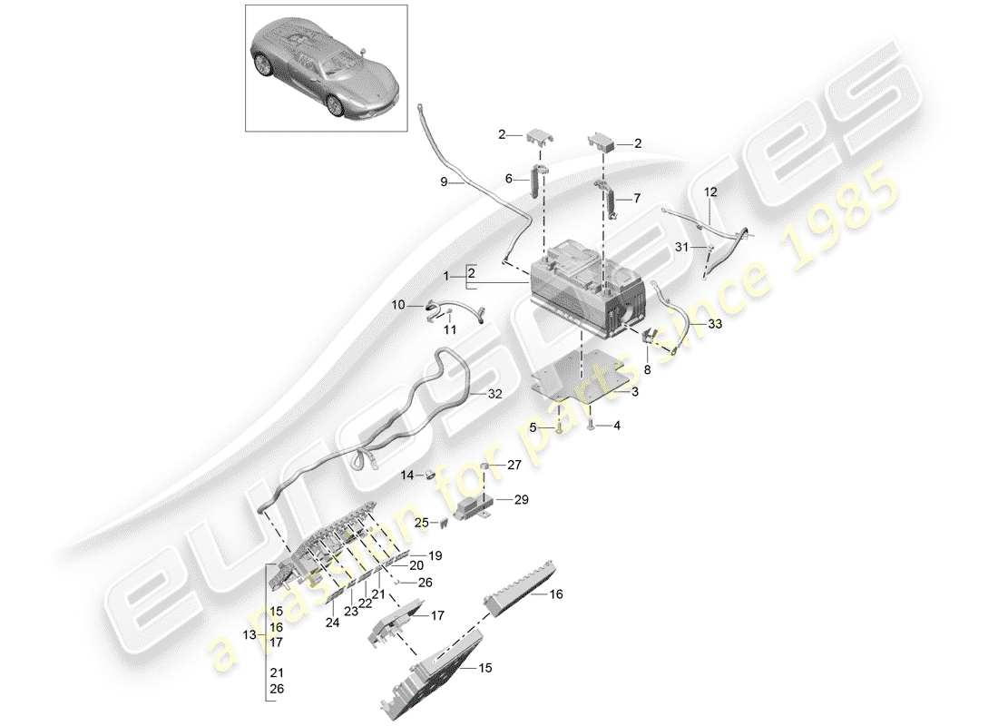 porsche 2015 (918 spyder) battery part diagram
