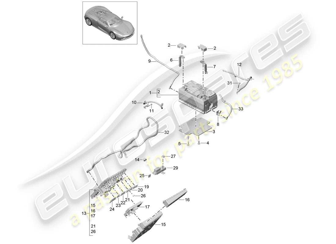 porsche 918 spyder (2015) battery part diagram