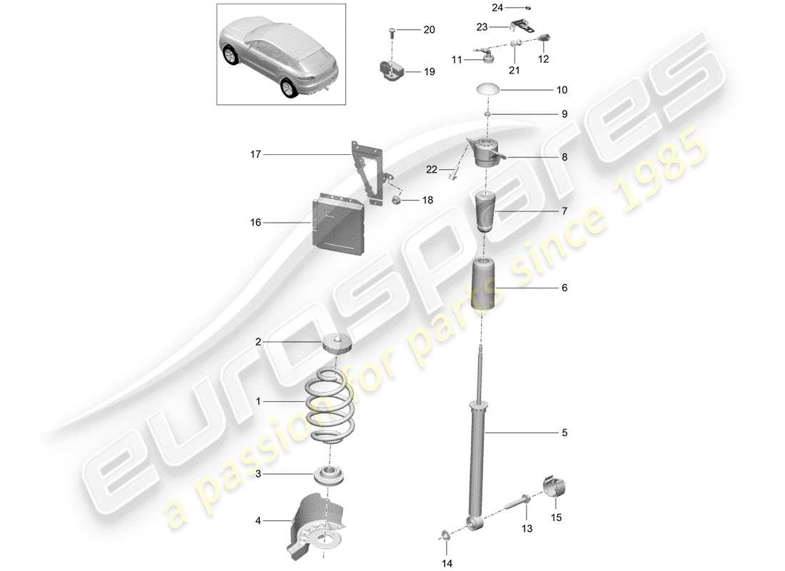 porsche 2016 (macan) steel spring suspension part diagram