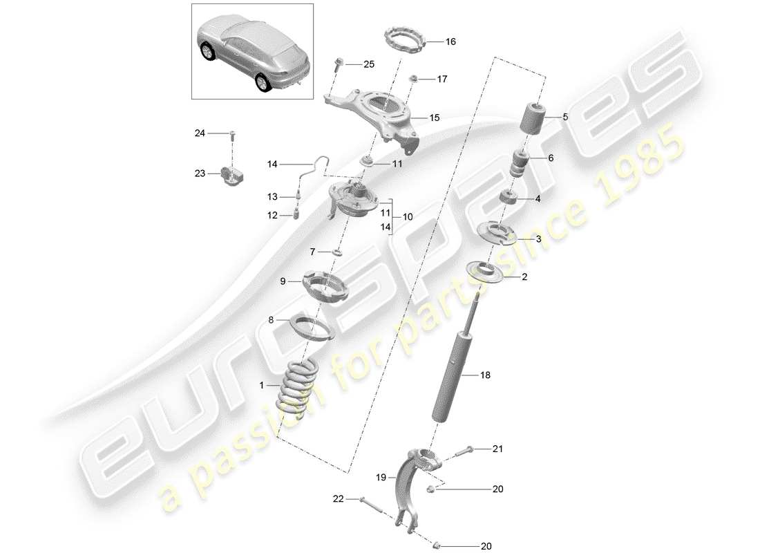 porsche 2017 (macan) steel spring suspension part diagram