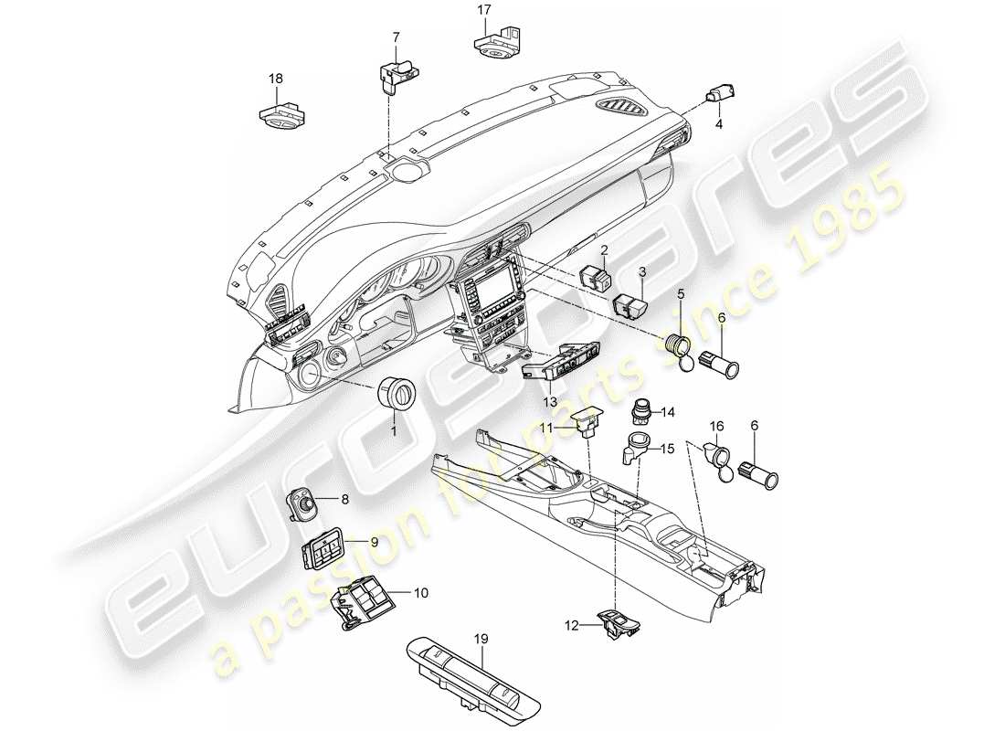 porsche 2012 (997-2 turbo / gt2 rs) switch part diagram