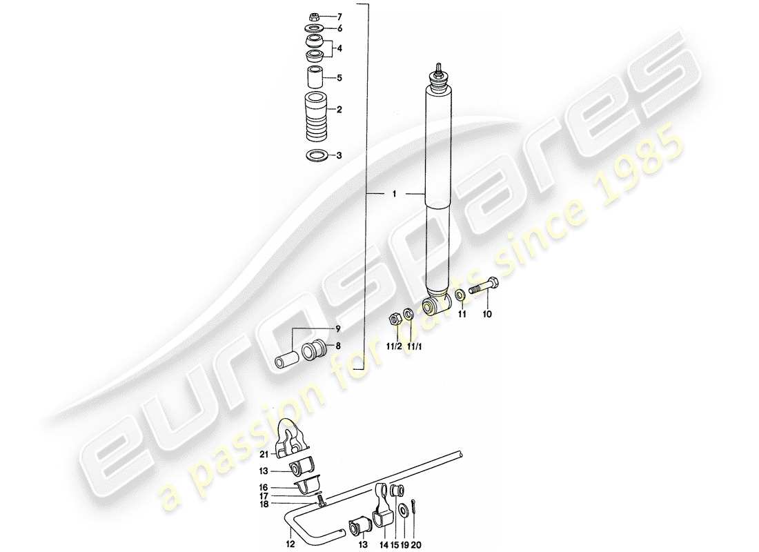 porsche 1974 (911) vibration damper - stabilizer part diagram