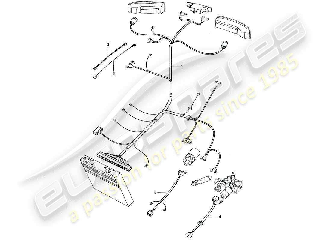porsche 1984 (944) wiring harnesses - rear end parts diagram