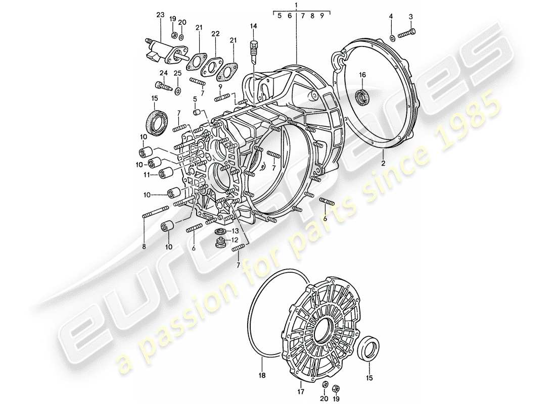 porsche 1988 (959) replacement transmission - transmission case parts diagram