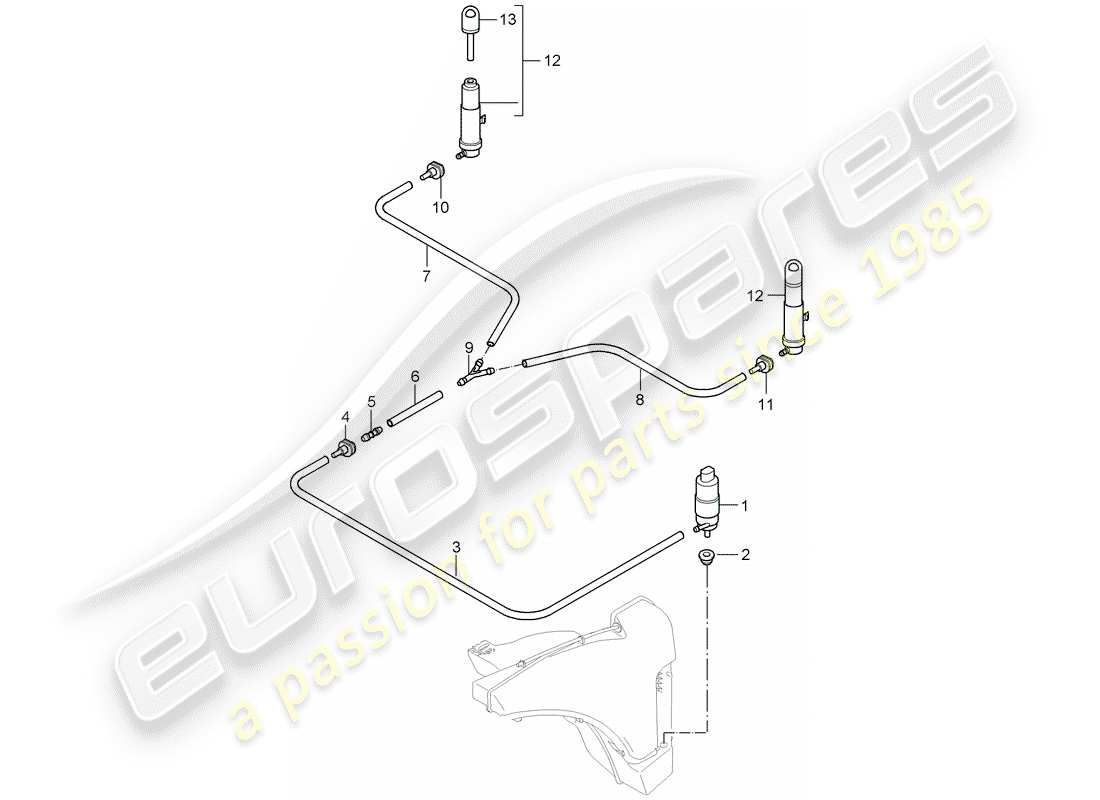 porsche 2005 (997-1) headlight washer system part diagram