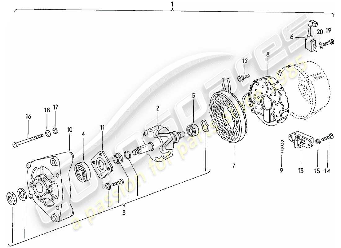 porsche 1985 (924) alternator part diagram