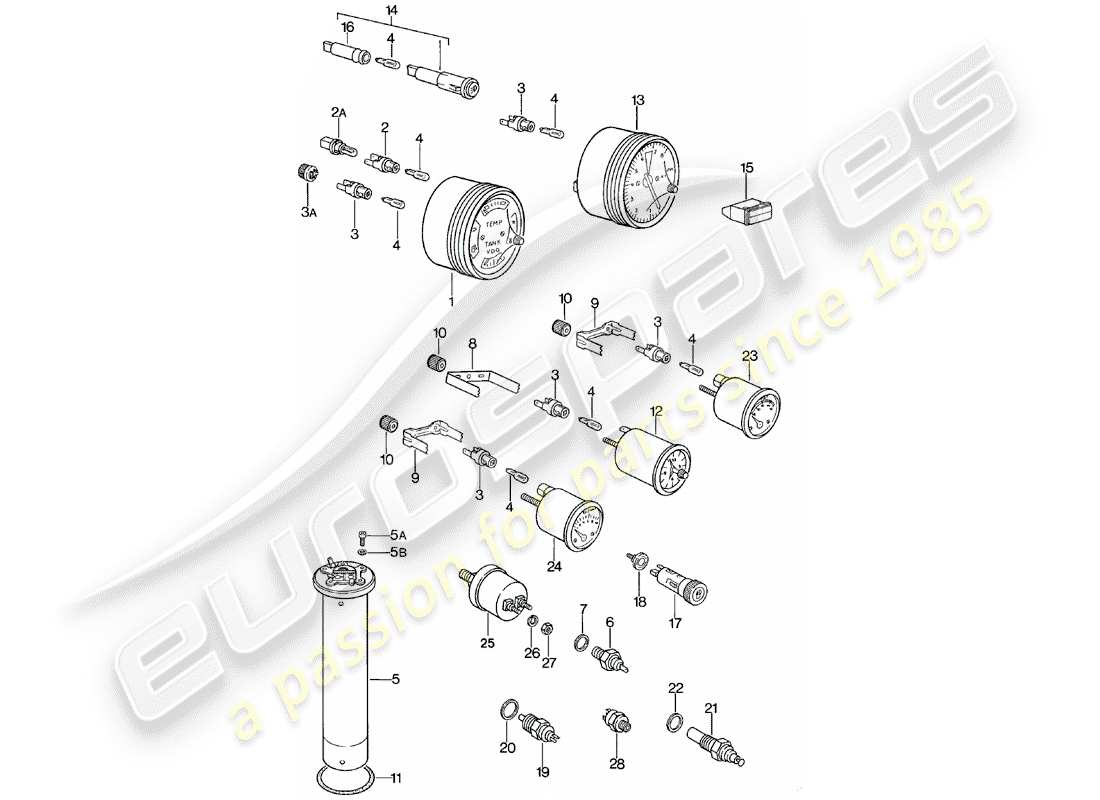 porsche 1981 (924) instruments part diagram
