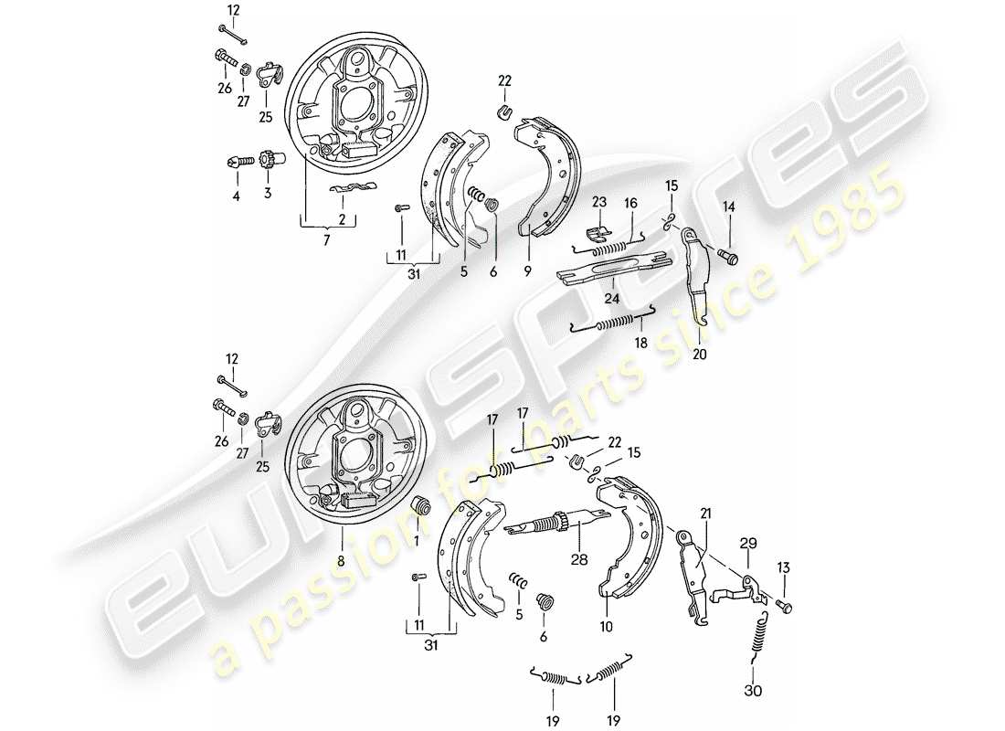 porsche 1978 (924) brake - rear axle part diagram