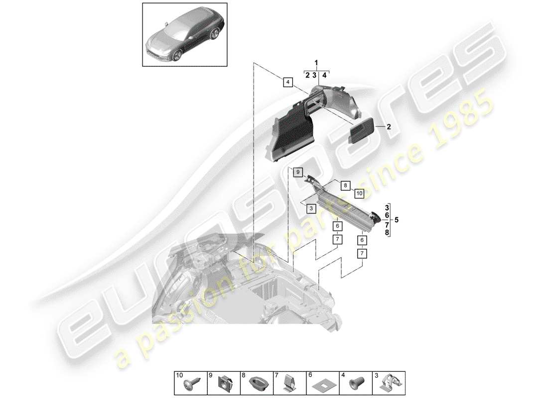 porsche 2018 (panamera 971-1) boot lining part diagram