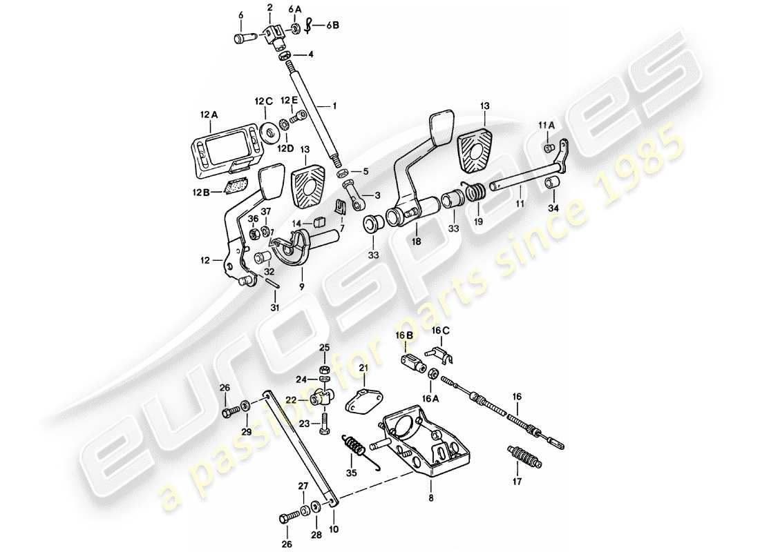 porsche 1982 (911) pedals part diagram