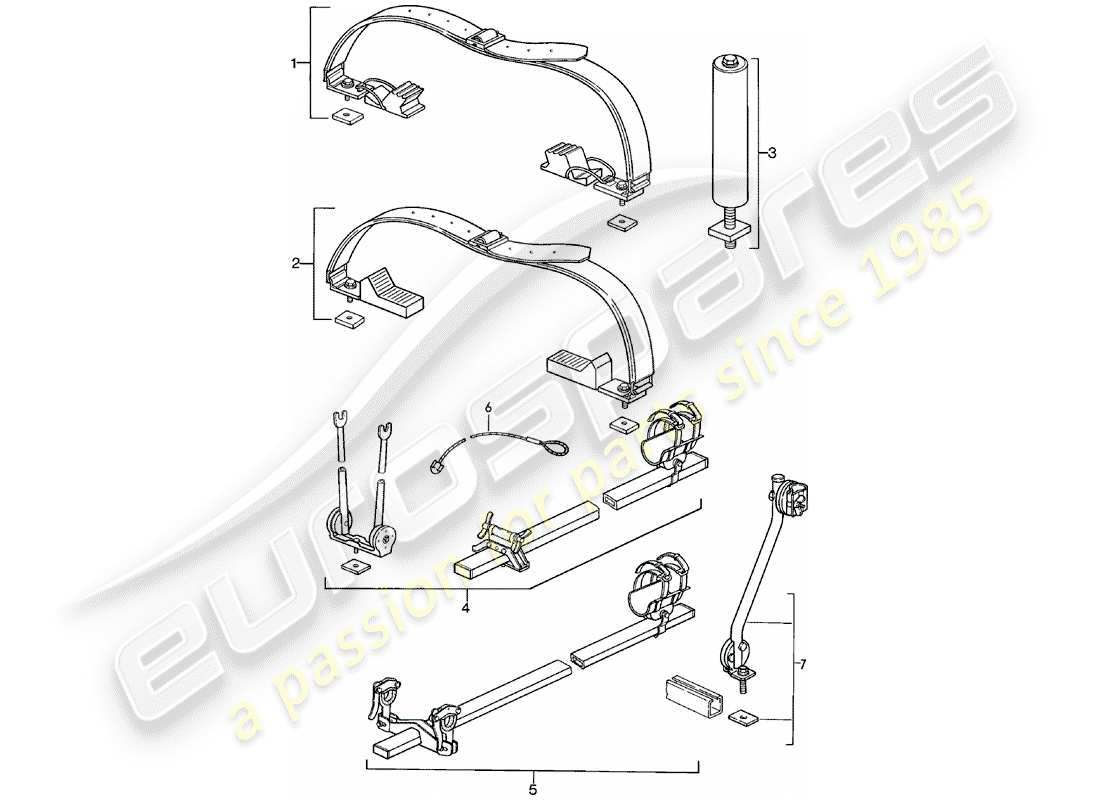 porsche 1983 (924) roof transport system - - ii - - until - 75 kg - d - mj 1981>> - mj 1982 part diagram