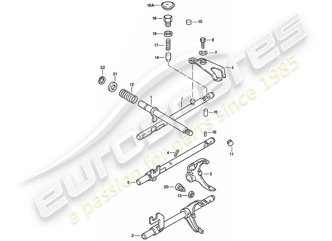 porsche 1976 (924) transmission control - 4-speed part diagram