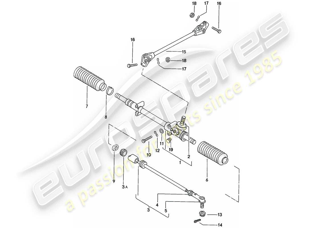 porsche 1976 (924) steering gear - steering track rod part diagram