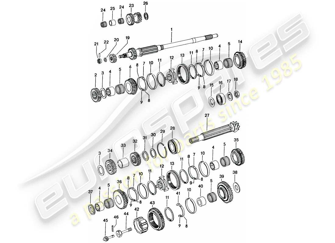 porsche 914 (1973) gears and shafts part diagram