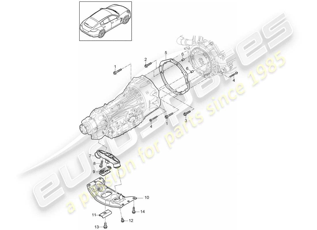 porsche panamera 970 (2016) mounting parts for engine and part diagram