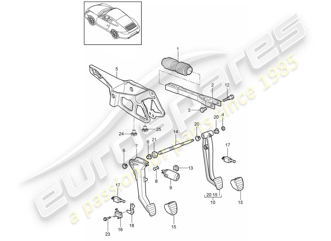porsche 997 gen. 2 (2009) pedals part diagram