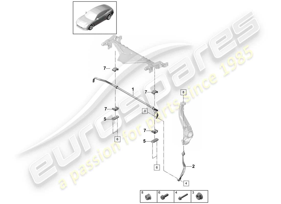 porsche panamera 971 (2017) stabilizer parts diagram