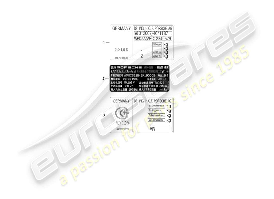 porsche 2013 (981 boxster) signs/notices part diagram