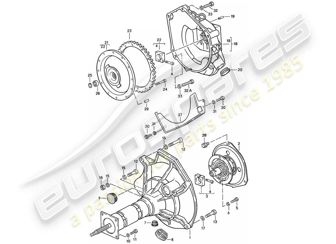 porsche 1986 (944) central tube - automatic transmission part diagram