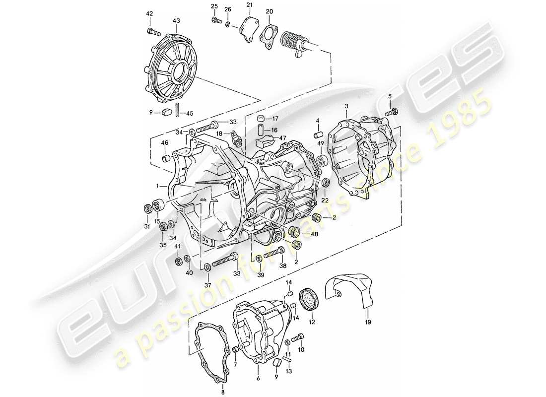 porsche 944 (1991) replacement transmission - transmission case - for - manual gearbox part diagram